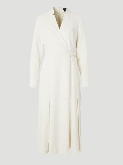 Tailored Crepe Buckle Waist Midi Shirt Dress