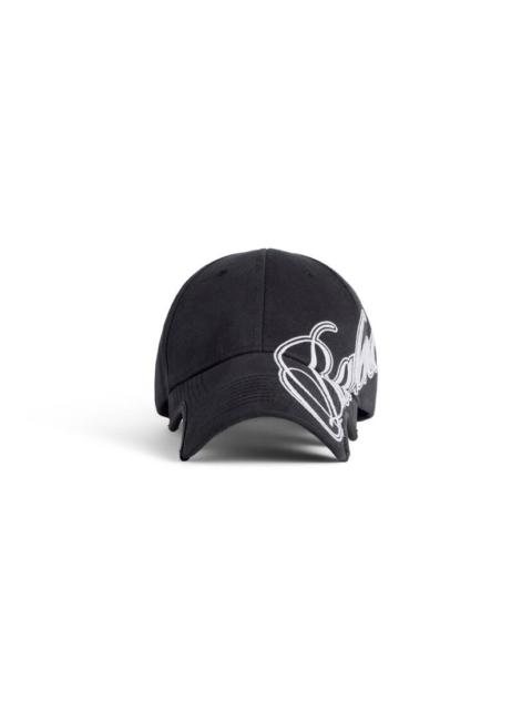 Men's Cursive Cap in Washed Black
