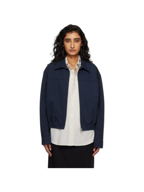 Navy Collared Blouson Jacket