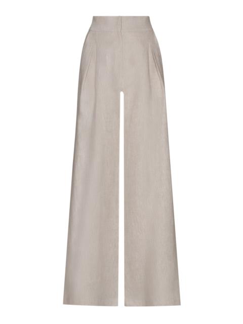 Desperte Pleated Linen Wide-Leg Pants ivory