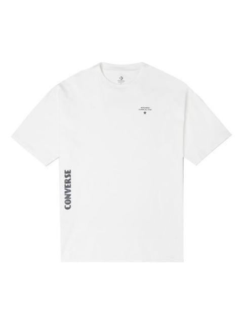 Men's Converse Skate Loose Printing Sports Round Neck Short Sleeve White 10021508-A03