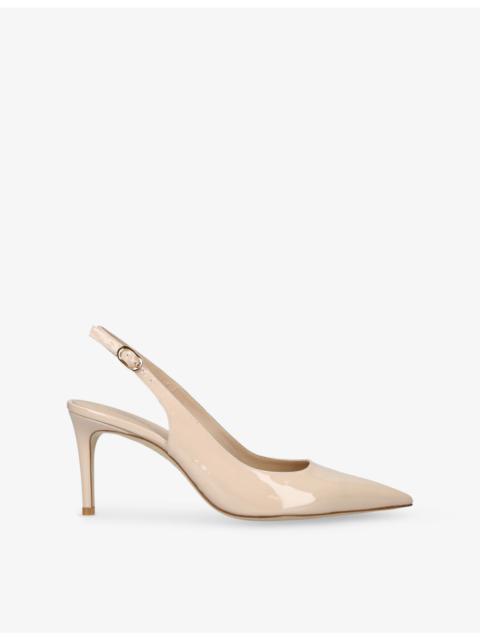 Stuart Power 75 Slingback-Strap Patent-Leather Heeled Pumps