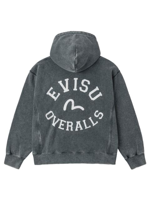 Washed Seagull and Logo Print Relax Fit Hoodie