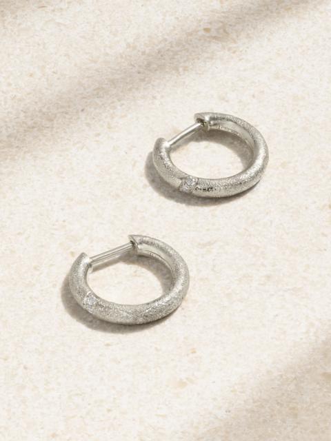 9-karat White Gold Diamond Hoop Earrings