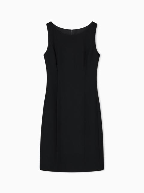 WAFFLE-WEAVE TECHNICAL FABRIC SHEATH DRESS