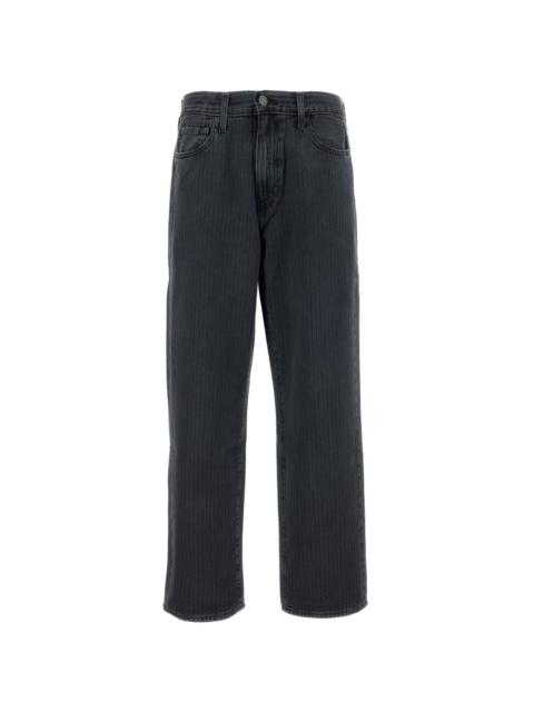 pinstripe wide-leg jeans