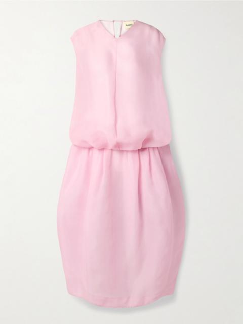 Noah gathered silk-organza midi dress Pink