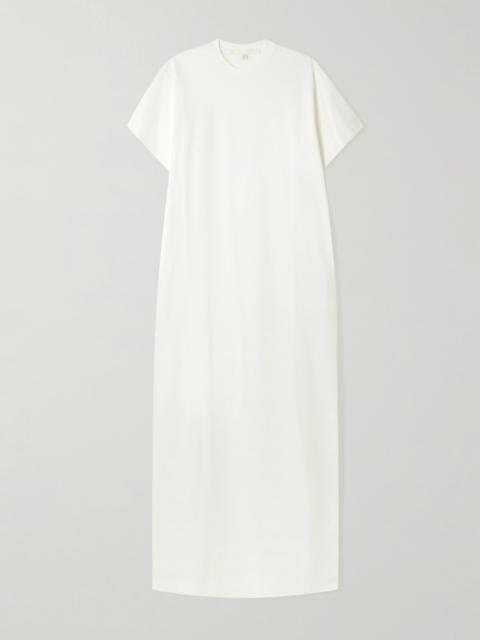 Braun Embroidered Organic Cotton-jersey Maxi Dress