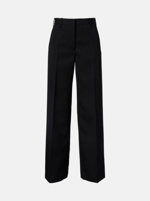 Low-rise wool straight pants