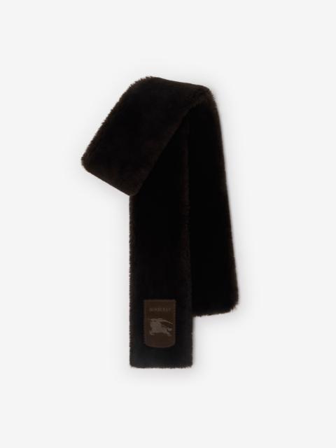 Narrow Label Shearling Scarf