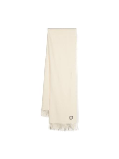 logo-embroidered virgin wool scarf