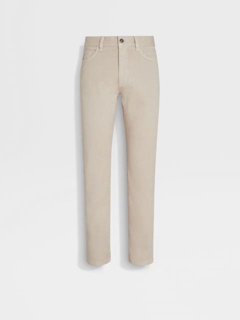LIGHT BEIGE STRETCH COTTON ROCCIA JEANS