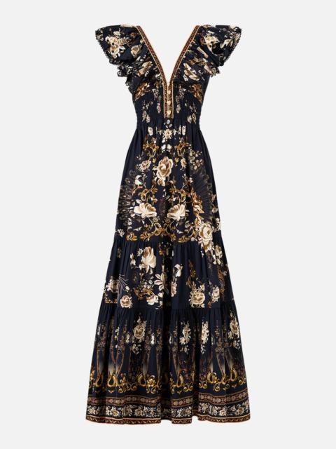 TIERED DRESS WITH NECK FRILL