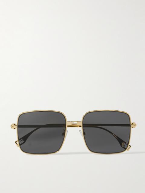 Baguette Square-frame Gold-tone Sunglasses