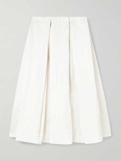 Elodie Pleated Dupioni Midi Skirt