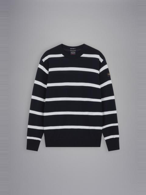 BRETAGNE WOOL CREW NECK WITH ICONIC BADGE