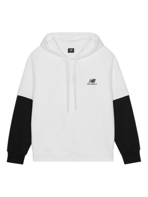 New Balance Color Block Drawstring Hoodie 'White Black' AMT13342-SST