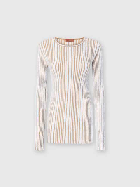Ribbed sweater with sequins and long sleeves