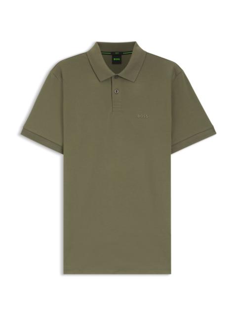 STRETCH-COTTON SLIM-FIT POLO SHIRT WITH BRANDING AND STRIPES