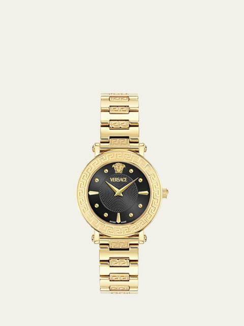 35mm Greca Sphere Watch with Bracelet Strap, Gold/Black