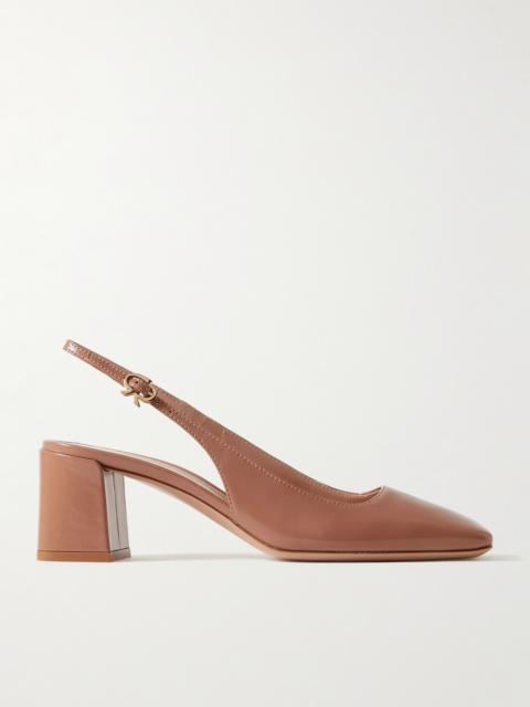 Nuit 55 Glossed-leather Slingback Pumps