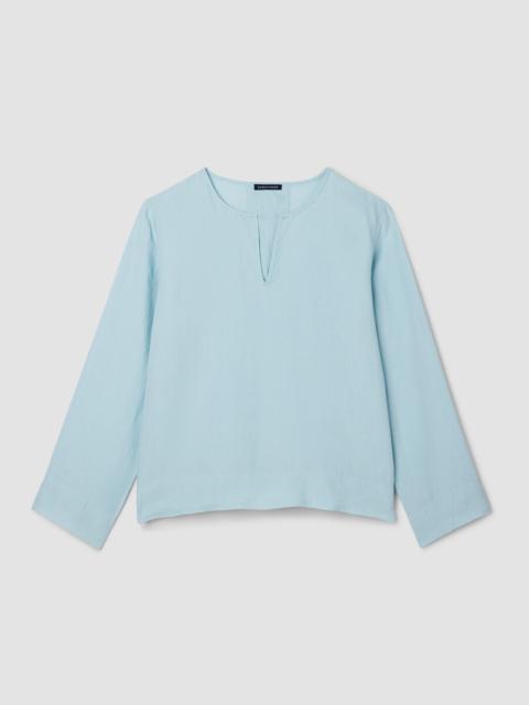 Organic Handkerchief Linen Split Neck Top