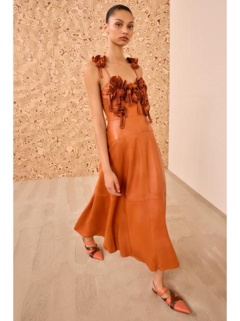 Sabrina Floral Applique Leather Dress