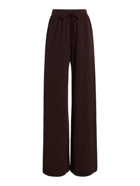 Drawstring Cotton Wide-Leg Sweatpants brown