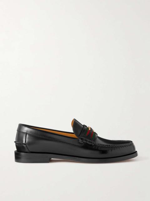 Kaveh Webbing-Trimmed Leather Loafers