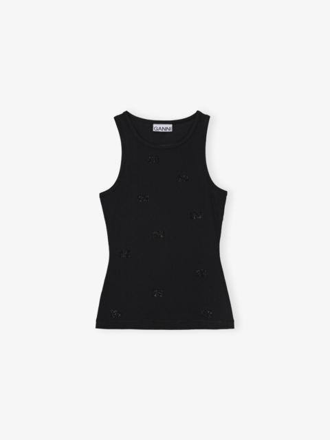 BLACK RHINESTONE BUTTERFLY TANK TOP