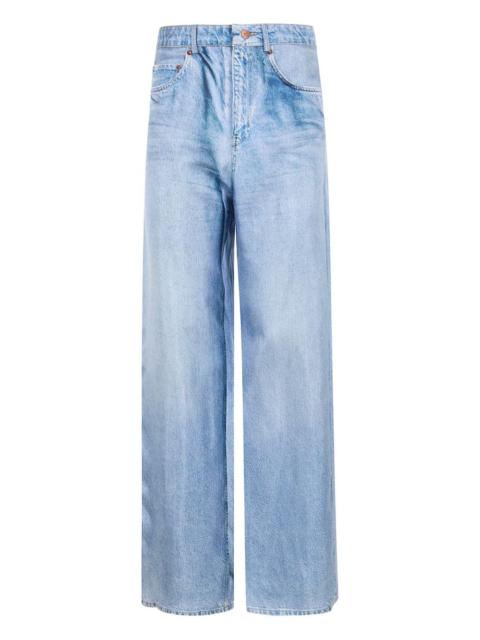 aloe silk faux denim trousers