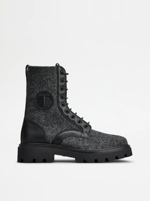 BOOTS IN FELT AND LEATHER - GREY, BLACK