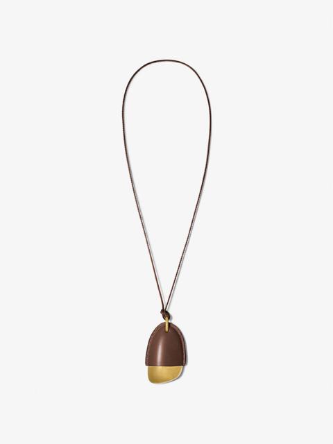 Brushed Brass and Leather Wrapped Pendant Necklace