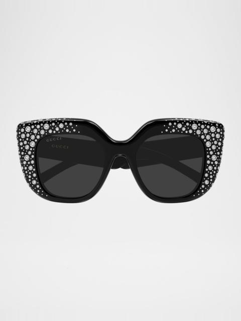 50mm Crystal-Embellished Square Sunglasses