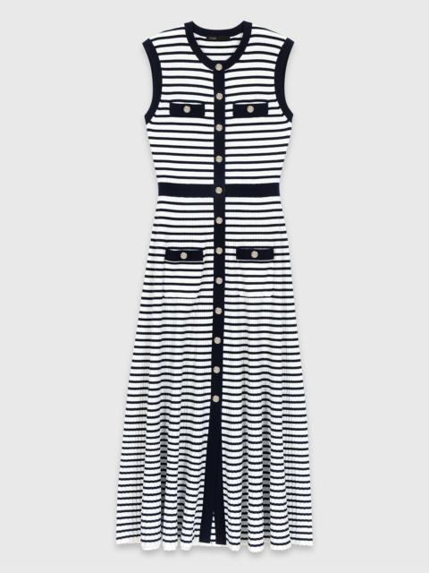 Breton stripe knit maxi dress