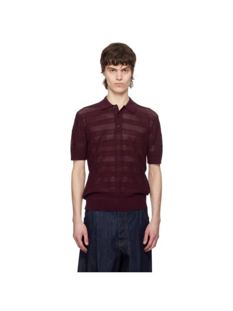 Burgundy Open-Knit Polo