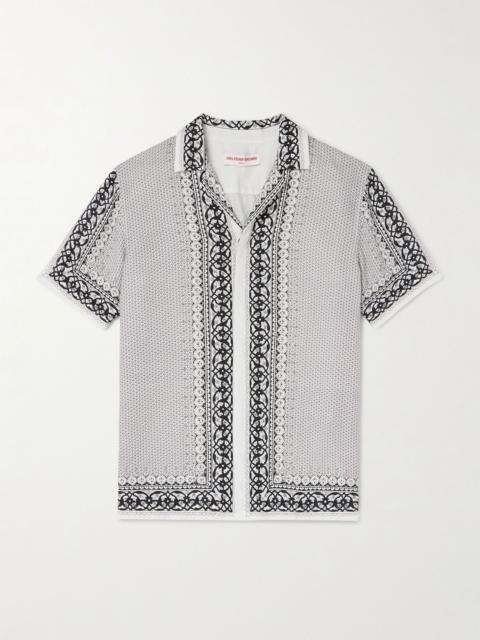 Maitan Camp-Collar Printed Cotton Shirt Gray