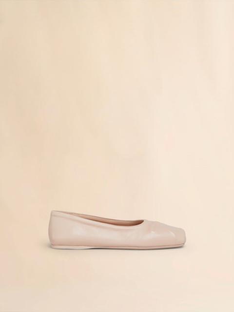 POWDER PINK NAPPA LEATHER SEAMLESS LITTLE BOW BALLET FLAT