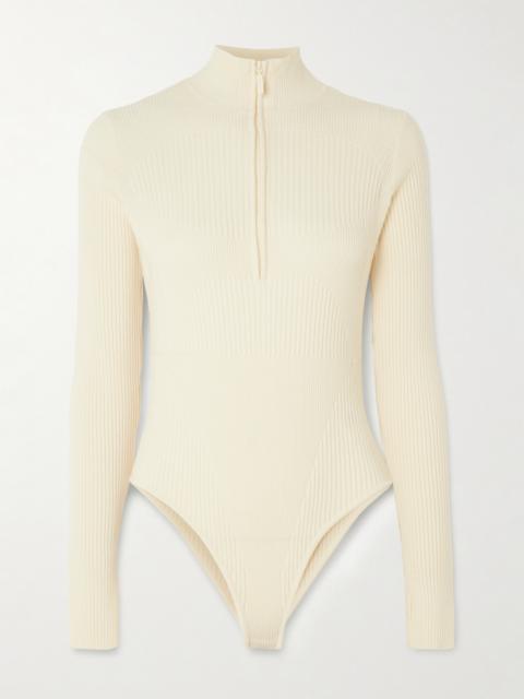 Butte Ribbed Merino-wool Turtleneck Bodysuit