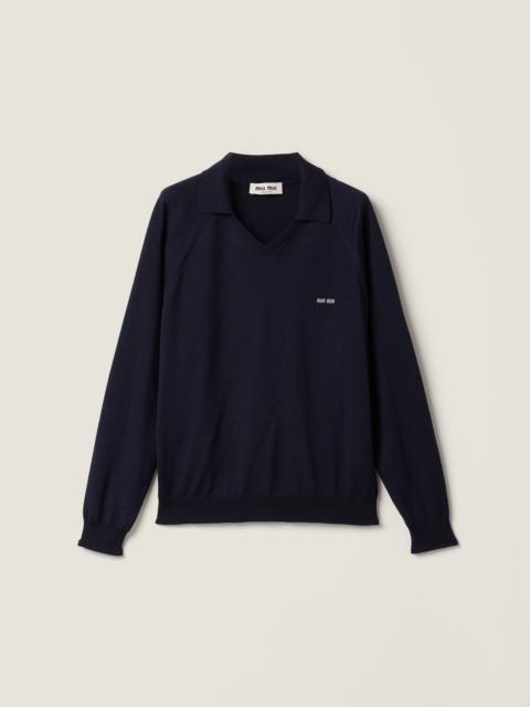 Wool polo sweater