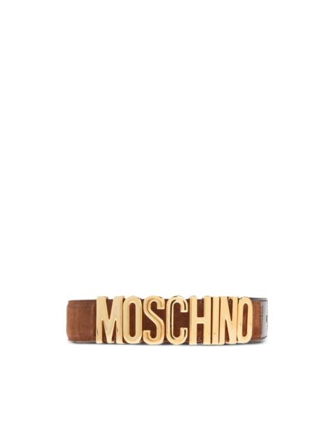 logo-plaque suede belt