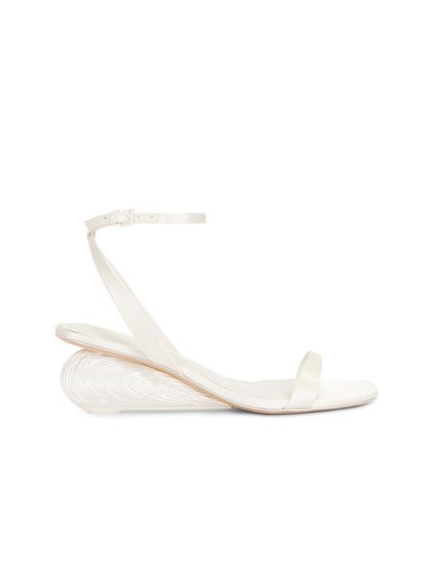 Bridget Satin Oyster Shell Wedge Sandal