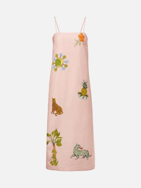 Hazel printed linen-blend maxi dress