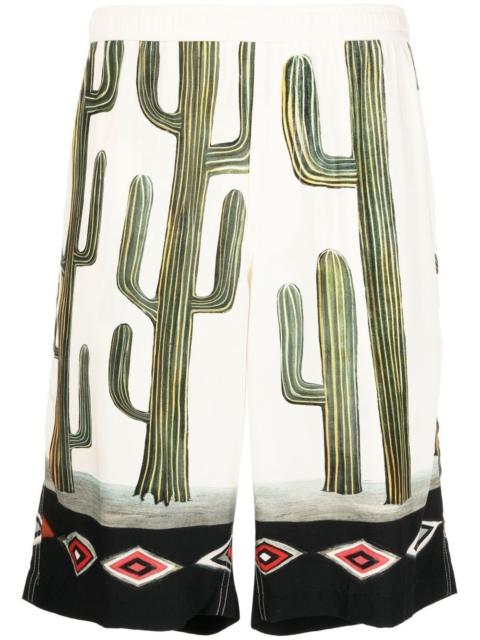 graphic-print rayon shorts