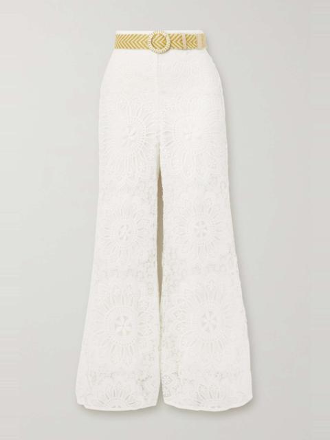 Chintz Doily belted lace flared pants