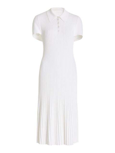 The Joyce Pleated Knit Midi Dress white