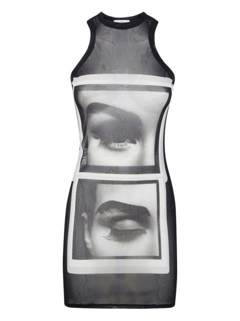 face-print mini dress