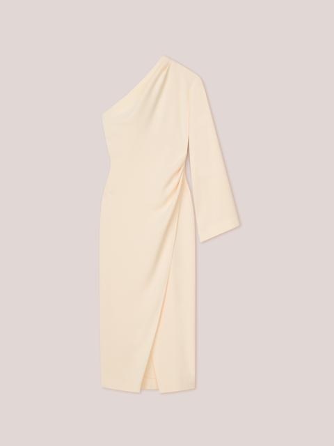 FLORENCE - Assymetric one sleeve wrap dress - Vanilla