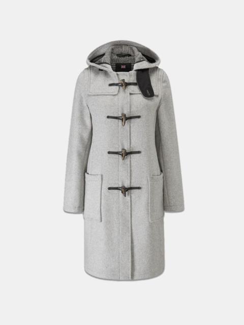 Women's Long Slim Fit Freda Duffle Coat Silver Prince of Wales