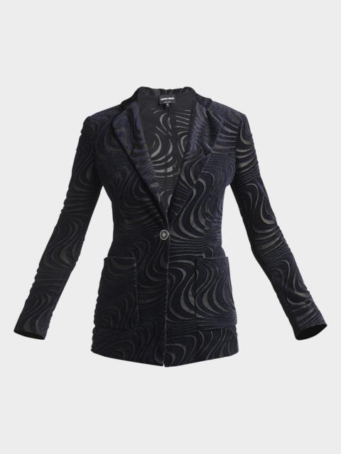 Swirl Jacquard Jersey Single-Breasted Blazer Jacket